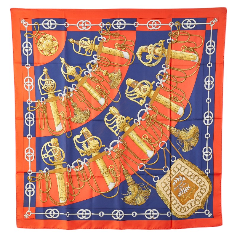 楽天市場】エルメス カレ90 スカーフ Cliquetis 剣 フリンジ 黒