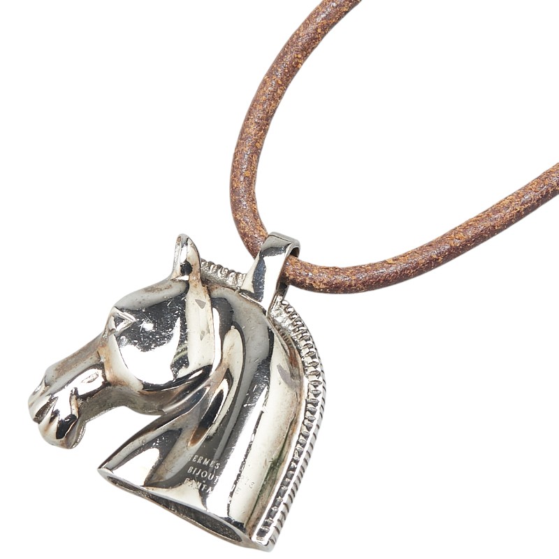 美品　エルメス　ホース　シュバル　ピンブローチ　ネックレストップ 美品】HERMES エルメス ピンブローチ 馬 ホース シュバル