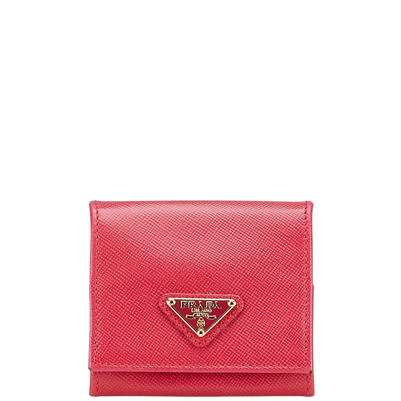 [未使用] PRADA. コインケース ミニ財布　三角プレート　ピンク 未使用] PRADA. コインケース ミニ財布 三角プレート ピンク