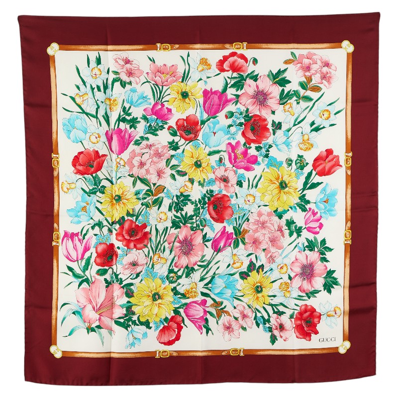 希少レア　GUCCI シルク100% 花柄&蝶々柄　イタリア製　スカーフ 楽天市場】GUCCI グッチ シルク スカーフ 花柄 フラワー