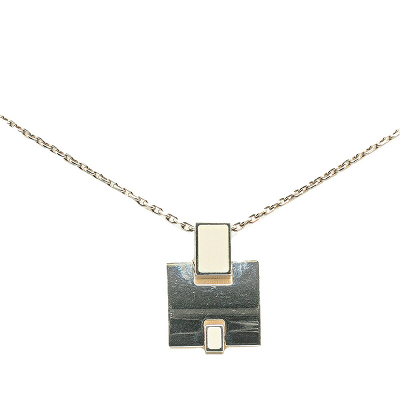 HERMES エルメス ネックレス 茶xシルバー - 4500324D0016 f15821-1.jpg