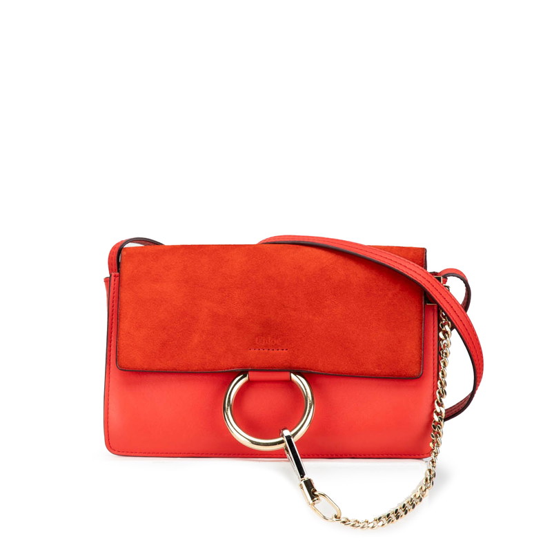 クロエ 斜め掛け ショルダーバッグ レッド レザー スウェード レディース Chloe 【中古】