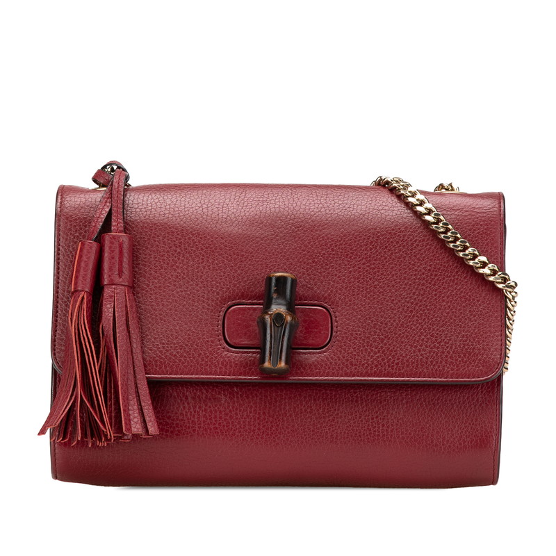 グッチ バンブー チェーン ショルダーバッグ 387611 ワインレッド レザー レディース GUCCI 【中古】｜【銀座パリス】　店 26,390円