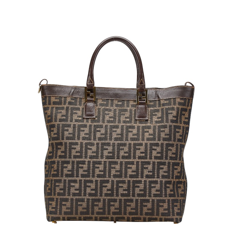 美品 フェンディ ズッカ トートバッグ 8BH173 キャンバス レディース