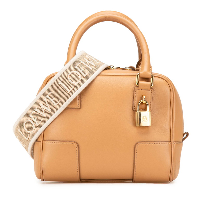 ロエベ アマソナ16 真四角 ミニハンドバック ショルダーバッグ 2WAY 赤銅色 なめし革 レディース LOEWE 【中古】