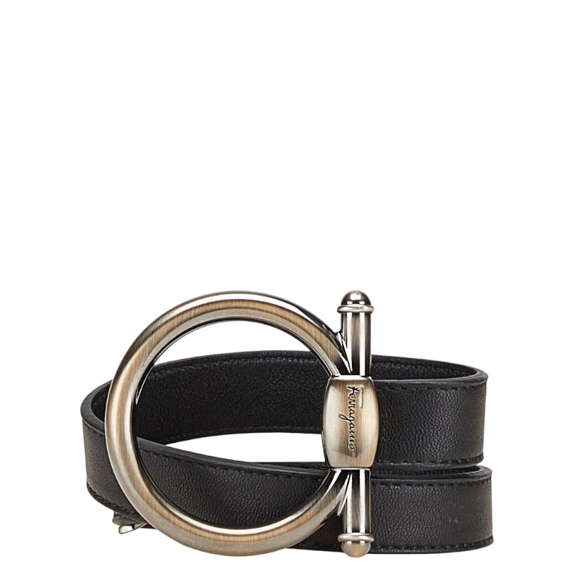 美品✨Ferragamo　フェルガモ　ベルト　ブラック　黒　金　ゴールドバックル ⭐️美品⭐️フェラガモ ベルト ブラック レザー ガンチーニ