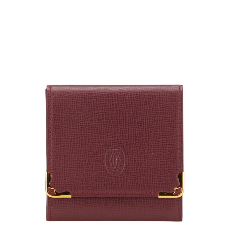 美品☆Cartier カルティエ マストライン コインケース ワインレッド カルティエ マストライン レザー コインケース ワインレッド