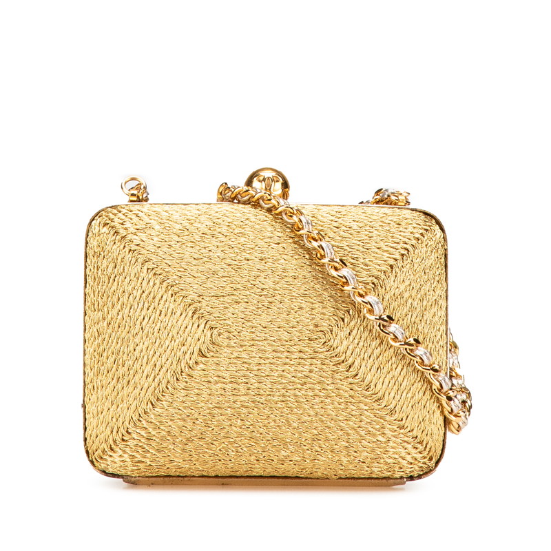 シャネル ココマーク がま口 チェーン ショルダーバッグ ゴールド グリッターキャンバス レディース CHANEL 【中古】