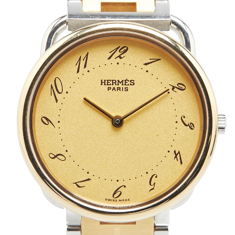 良品 HERMES アルソー ラウンド ゴールド レディース腕時計 1257 HERMES エルメス アルソー 腕時計 OH済 ステンレススチール