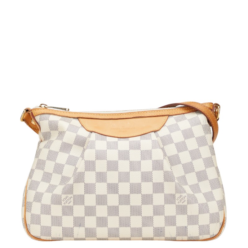 ルイ ヴィトン ダミエ アズール シラク―サPM 斜め掛け ショルダーバッグ N41113 ホワイト PVC レザー レディース LOUIS VUITTON 【中古】