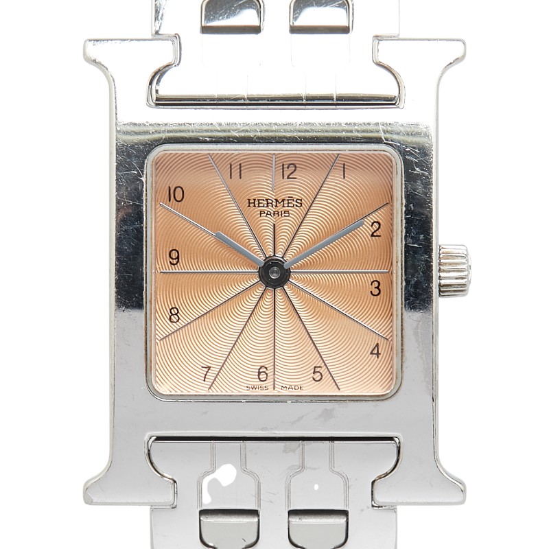 エルメス Hウォッチ 腕時計 HH1.210 クオーツ オレンジ文字盤 ステンレススチール レディース HERMES 【中古】｜【銀座パリス】　店