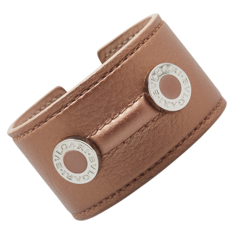 美品✨BVLGARI　ブルガリ　バングル　フープ　カーフレザー　メタル　サイズM 美品✨BVLGARI ブルガリ バングル フープ カーフレザー メタル