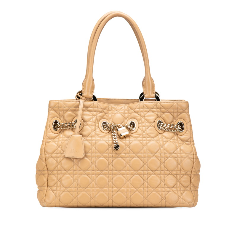 ディオール カナージュ レディディオール ハンドバッグ トートバッグ ブラウン ベージュ ラムスキン レディース Dior 【中古】