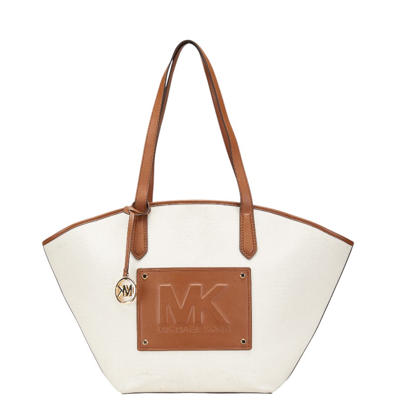 マイケルコース キンバー トートバッグ ハンドバッグ ホワイト ブラウン キャンバス レザー レディース Michael Kors 【中古】 8,352円