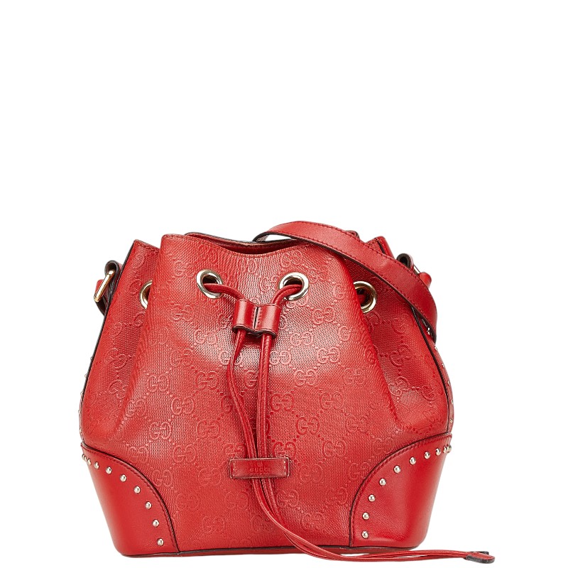 GUCCI　バンブー　2way　ショルダーバッグ　バケツ型　巾着　レッド GUCCI/グッチ】バンブーバッグ / 2WAYショルダーバッグ 買取入荷