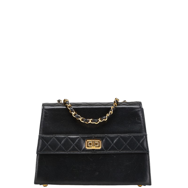 シャネル マトラッセ 台形 斜め掛け チェーン ショルダーバッグ ブラック ラムスキン レディース CHANEL 【中古】