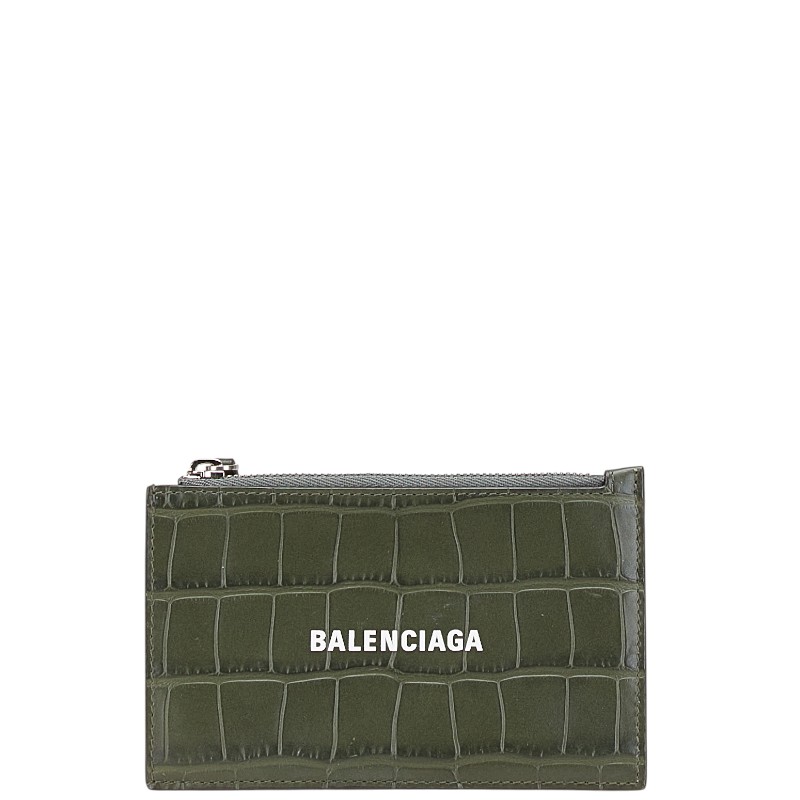 【最短翌日着・関税送料込】 BALENCIAGA カード case クロコ型押 バレンシアガ Cash カード＆コイン フラグメントケース クロコ柄