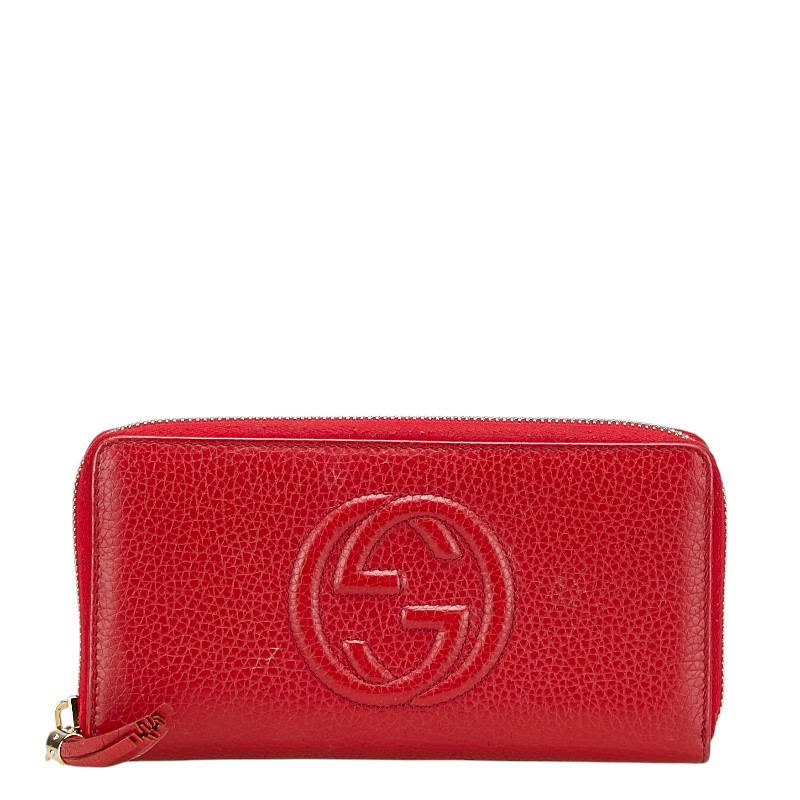 グッチ インターロッキングG ソーホー タッセル ラウンドファスナー 長財布 598187 レッド レザー レディース GUCCI 【中古】