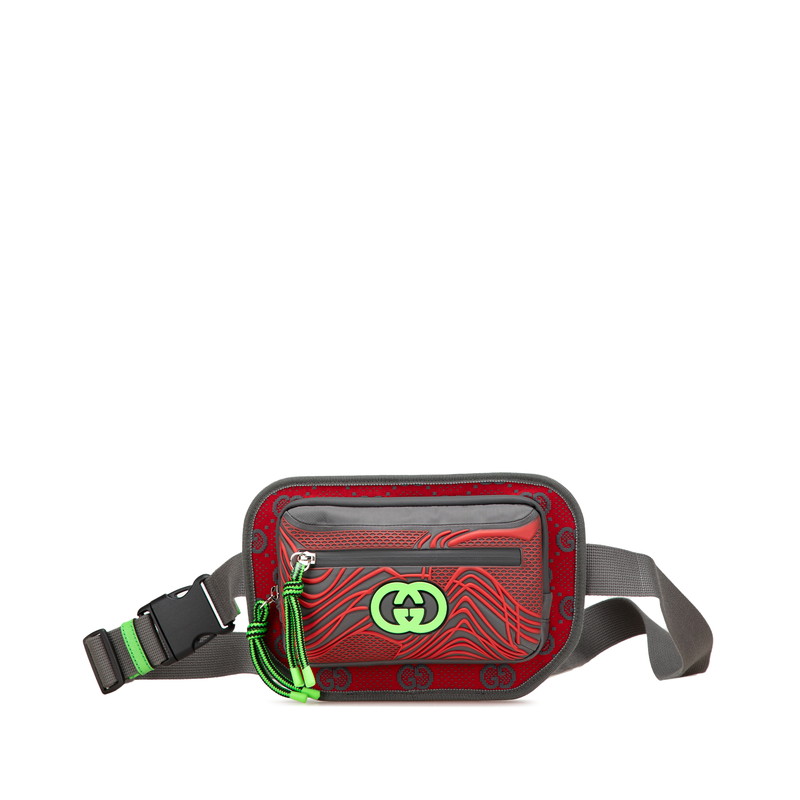 グッチ GGナイロン ベルトバッグ ボディバッグ ウエストバッグ 752102 レッド グレー ナイロン ラバー レディース GUCCI 【中古】|【銀座パリス】 店