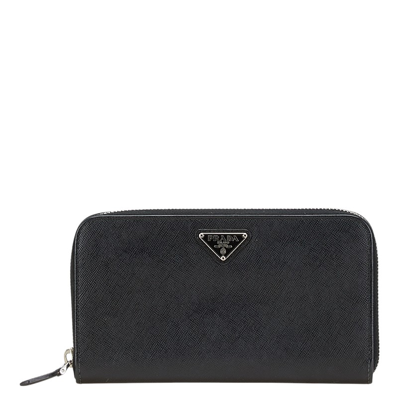 PRADA プラダ 長財布 サフィアーノレザー ロゴ金具 ブラック メンズ PRADA プラダ サフィアーノ 1M1133 長財布 レディース レザー