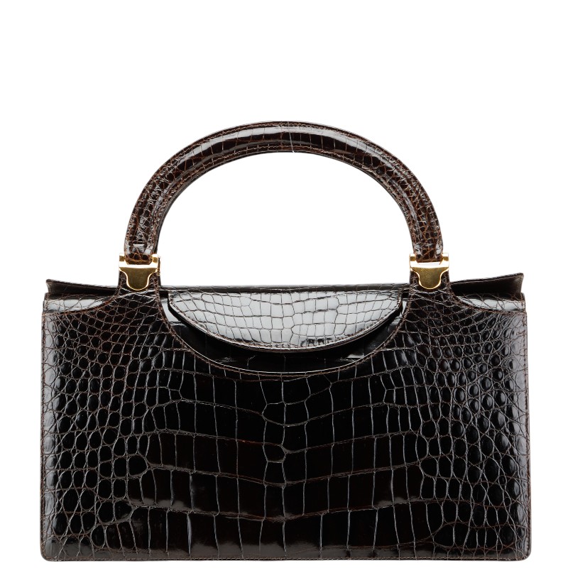 ☆良品☆ mila schon ミラショーン マットクロコ ハンドバッグ mila schon - 美品 ミラショーン オーストリッチ レザー