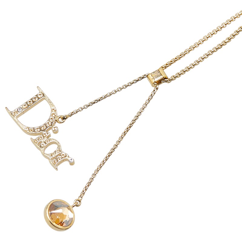 Dior ゴールドメッキ ネックレス パール付き 即発*DIOR ディオール CLAIR D LUNE ネックレス パール ゴールド