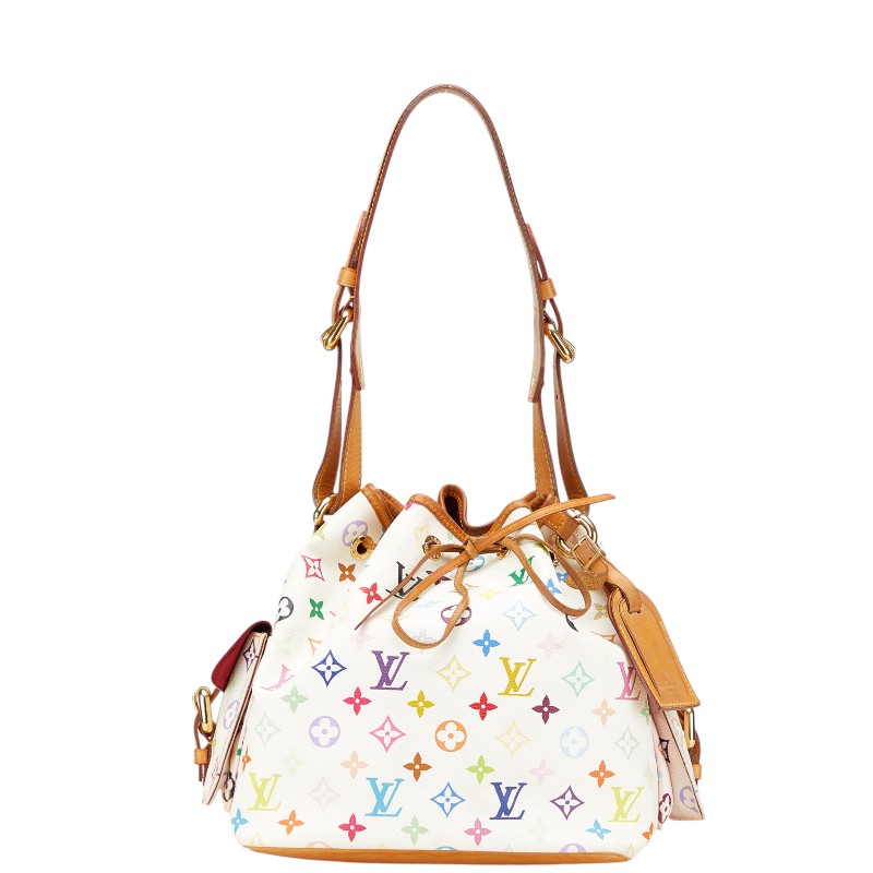 ルイ ヴィトン モノグラム マルチカラー プチノエ ワンショルダーバッグ M42229 ホワイト PVC レザー レディース LOUIS VUITTON 【中古】