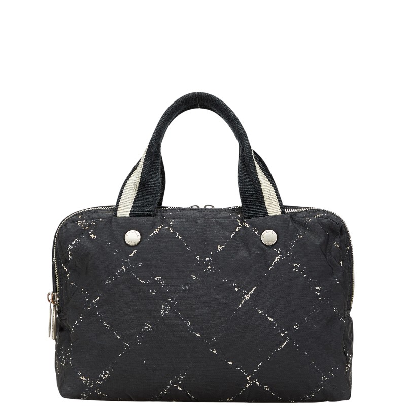 CHANEL シャネル ミニボストンバッグ チョコバー黒 ナイロン ハンドバッグ CHANEL シャネル ミニボストンバッグ チョコバー黒 ナイロン