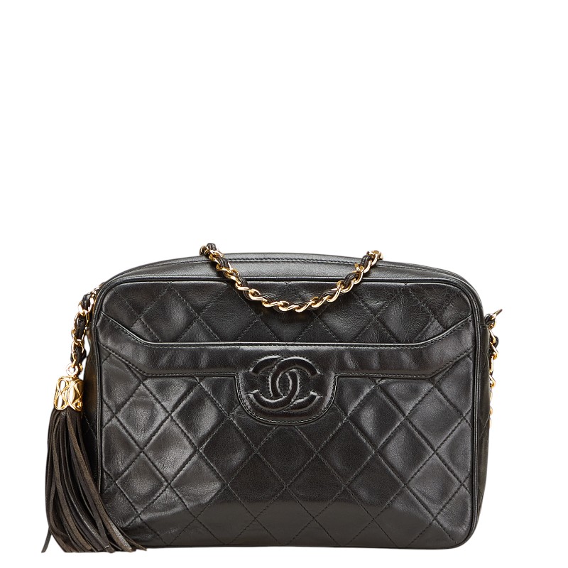 美品 シャネル マトラッセ ココマーク ラムスキン フリンジ ショルダーバック CHANEL シャネル マトラッセ ココマーク フリンジ 斜め掛け