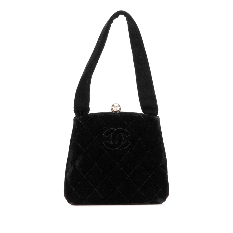 シャネル マトラッセ ココマーク ミニハンドバッグ ブラック ベロア レディース CHANEL 【中古】｜【銀座パリス】　店 104,610円