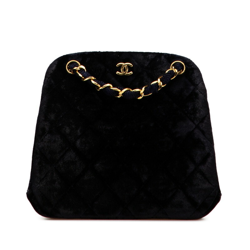 シャネル マトラッセ ココマーク チェーン トートバッグ ネイビー スウェード レディース CHANEL 【中古】