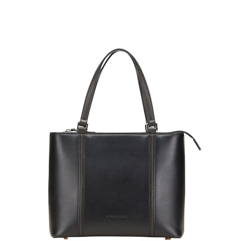 バーバリー 裏地ノバチェック ハンドバッグ ブラック レザー レディース BURBERRY 【中古】