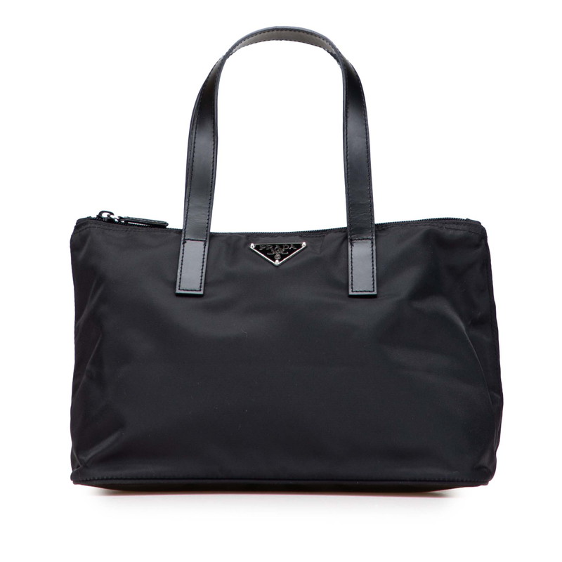 プラダ トライアングルロゴ プレート ナイロン トートバッグ PRADA プラダ トート ハンドバッグ ナイロン レザー ブラック