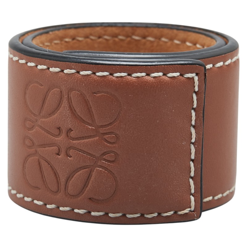 【新品未使用】LOEWE TWIST BANGLE タン M Loewe Twist Bangle Leather Calfskin Bracelet Tan Anagram