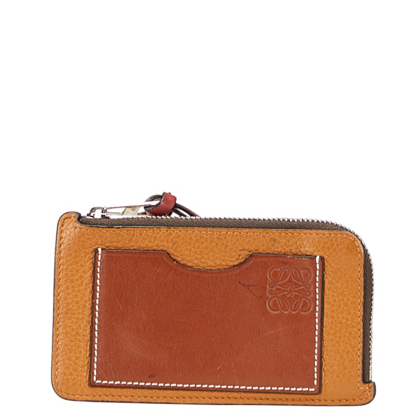 LOEWE ロエベ ブラウン レザー コインケース LOEWE - 希少☆オールド LOEWE ロエベ レザー ラウンド・コイン