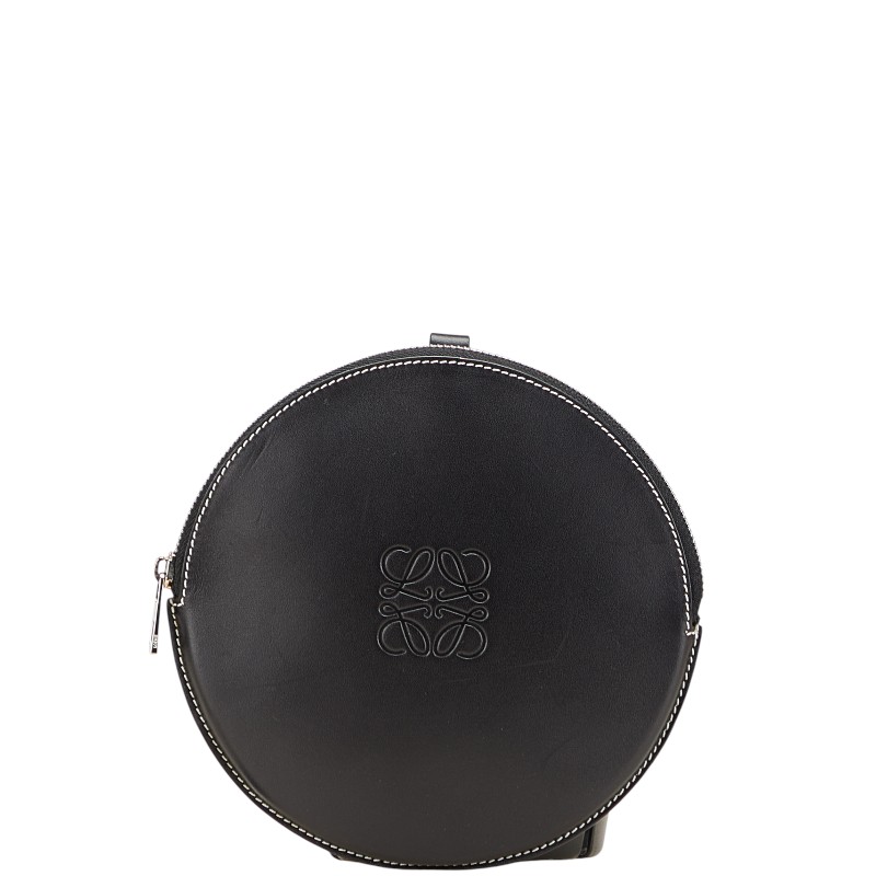 ロエベ アナ瓦 ビスケット合切袋 合切袋 黒いこと なめし革 レディース LOEWE 【中古】