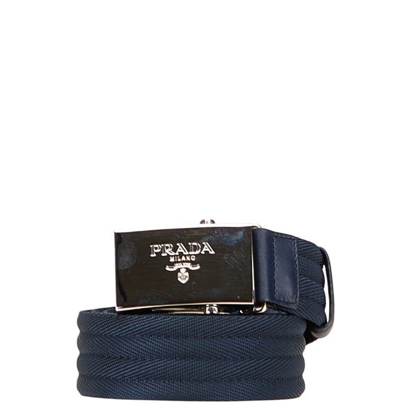 PRADA ロゴプレート メンズベルト　ネイビー【美品】 楽天市場】PRADA プラダ メンズレザーベルトエナメルメタル