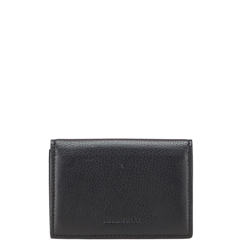 TIFFANY&Co　ティファニー　レザー　カードケース　名刺入れ　黒 美品】TIFFANY＆Co ティファニー 名刺入れ カードケース 黒