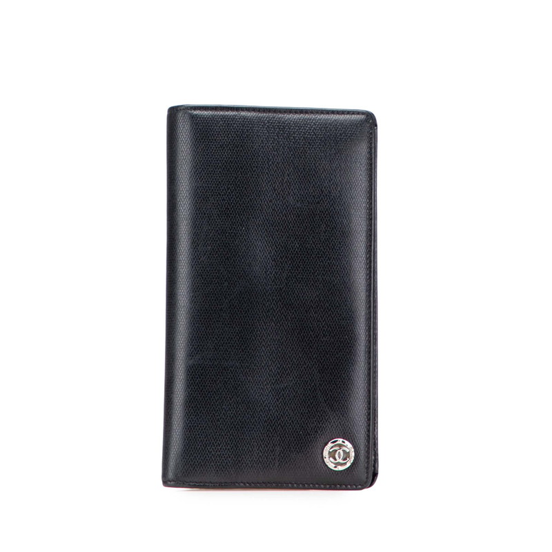 シャネル ココボタン 長札入れ 黒いこと なめし革 レディース CHANEL 【中古】