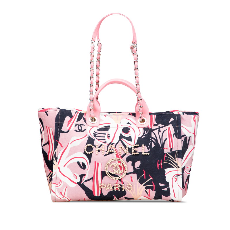 シャネル ドーヴィル トートバッグ ハンドバック サクラ色 マルチ色合い 天鵞絨 なめし革 レディース CHANEL 【中古】