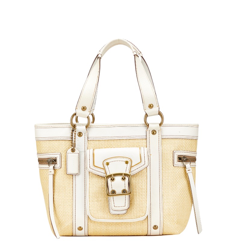 【美品】COACH かごバッグ ホワイト COACH - 【未使用】COACH トートバッグ カゴバッグショルダー