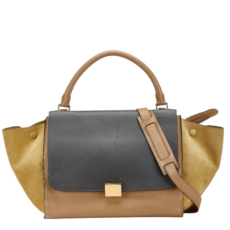 【美品】CELINE セリーヌ トラペーズ2way ハンドバッグ ベージュ青 楽天市場】セリーヌ トラぺーズ ハンドバッグ ショルダーバッグ