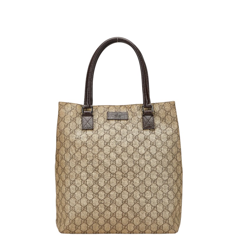 グッチ GGスプリーム トートバッグ 131220 ベージュ ブラウン PVC レザー レディース GUCCI 【中古】