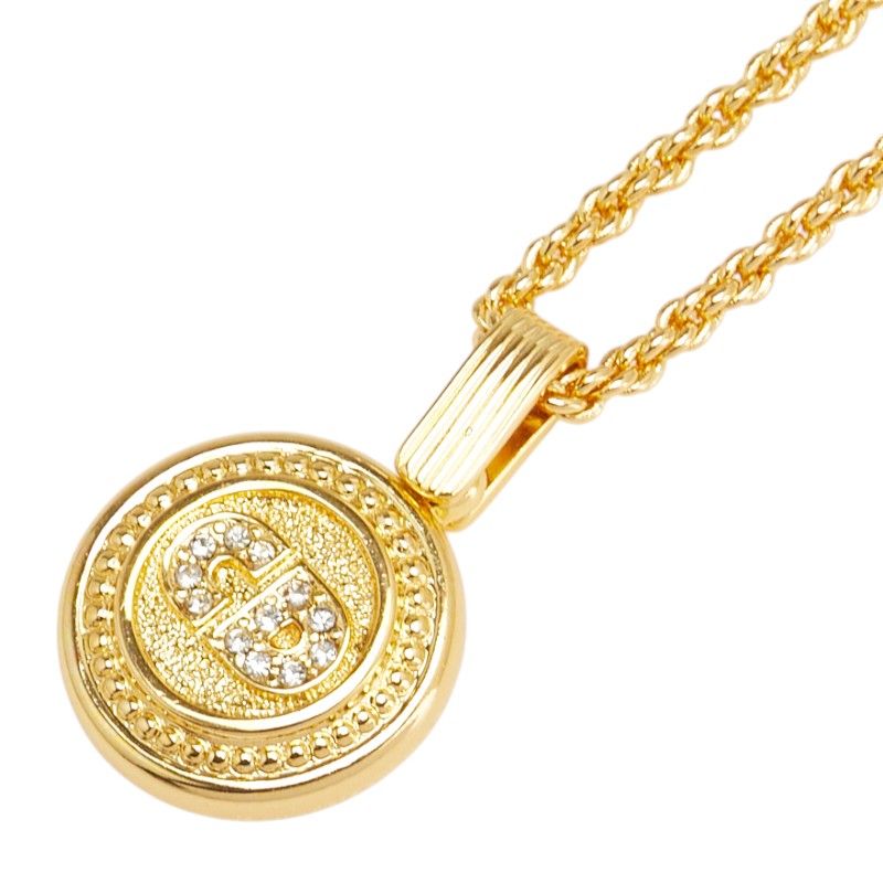 Dior ロゴペンダント ネックレス ゴールド本物保証 Christian Dior クリスチャンディオール ロゴ ハート ライン