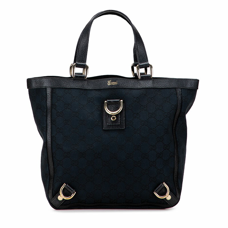 グッチ GGキャンバス アビー ハンドバッグ トートバッグ 130739 ブラック キャンバス レザー レディース GUCCI 【中古】