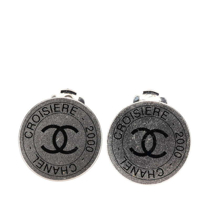 シャネル ココマーク CROISIERE 2000 イヤリング シルバー ブラック メタル レディース CHANEL 【中古】