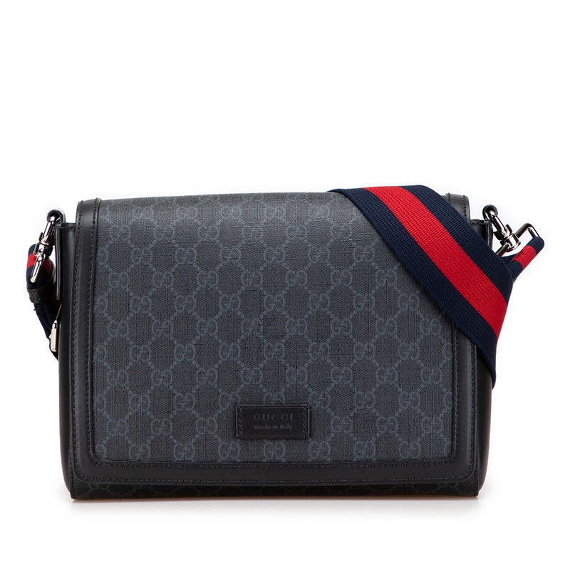 グッチ GGスプリーム ショルダーバッグ クロスボディバッグ 771167 ブラック PVC レザー レディース GUCCI 【中古】｜【銀座パリス】　店