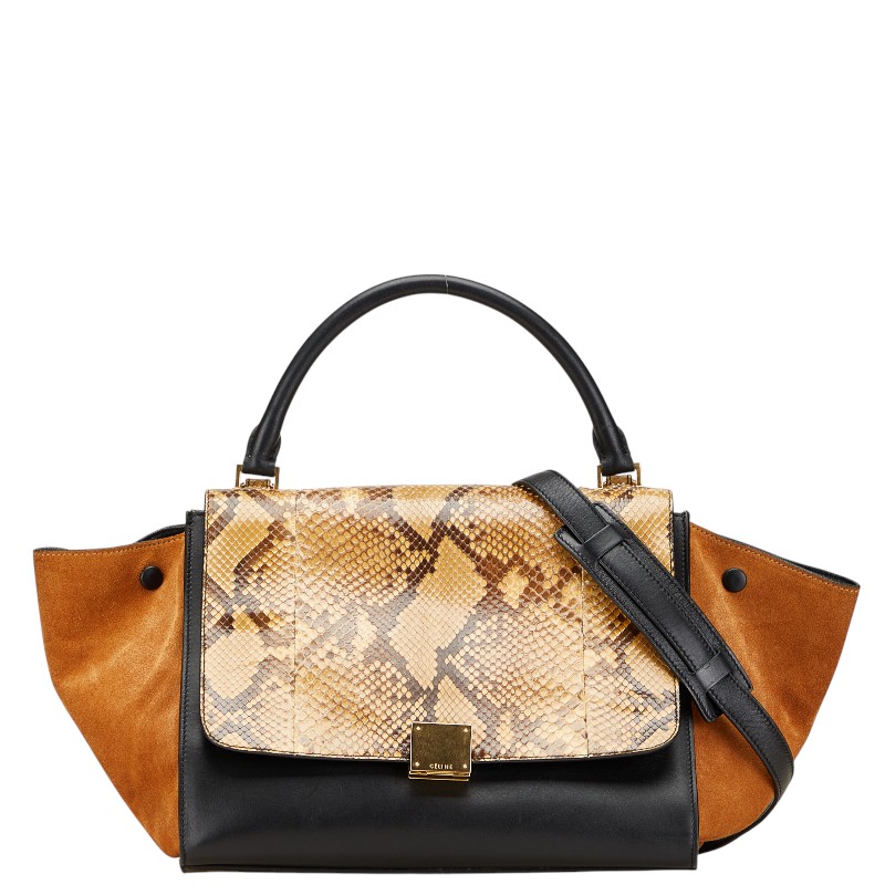 美品✨ セリーヌ パイソン レザー ポーチ付き トートバッグ ブラック 楽天市場】セリーヌ パイソン 馬車チャーム ハンドバッグ