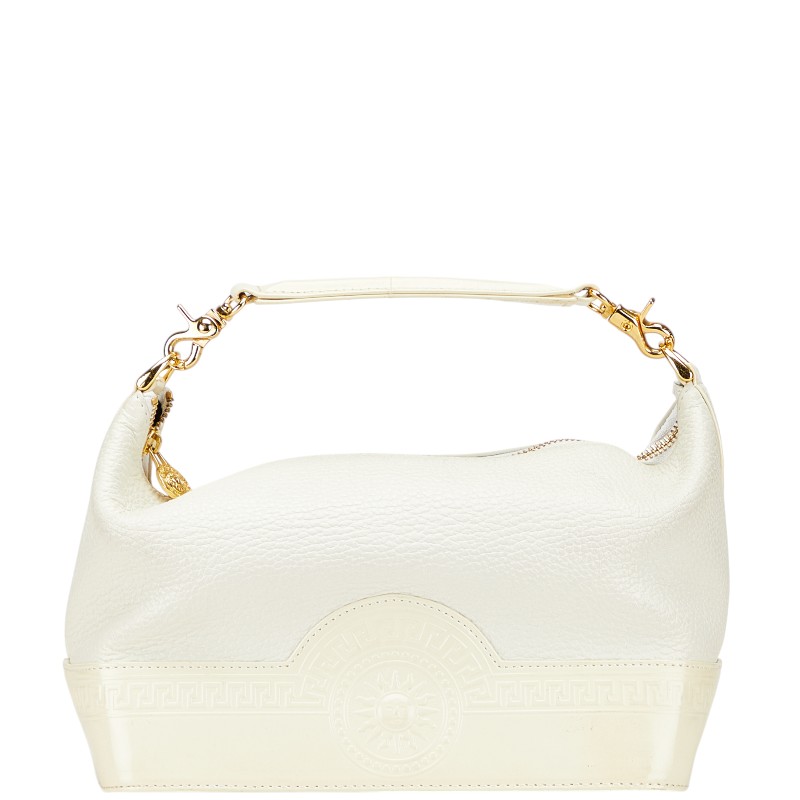 美品ヴェルサーチハンドバッグバニティバッグ　青　チャームつき ブルー（青）系 VERSACE(ヴェルサーチェ) バッグ・カバン
