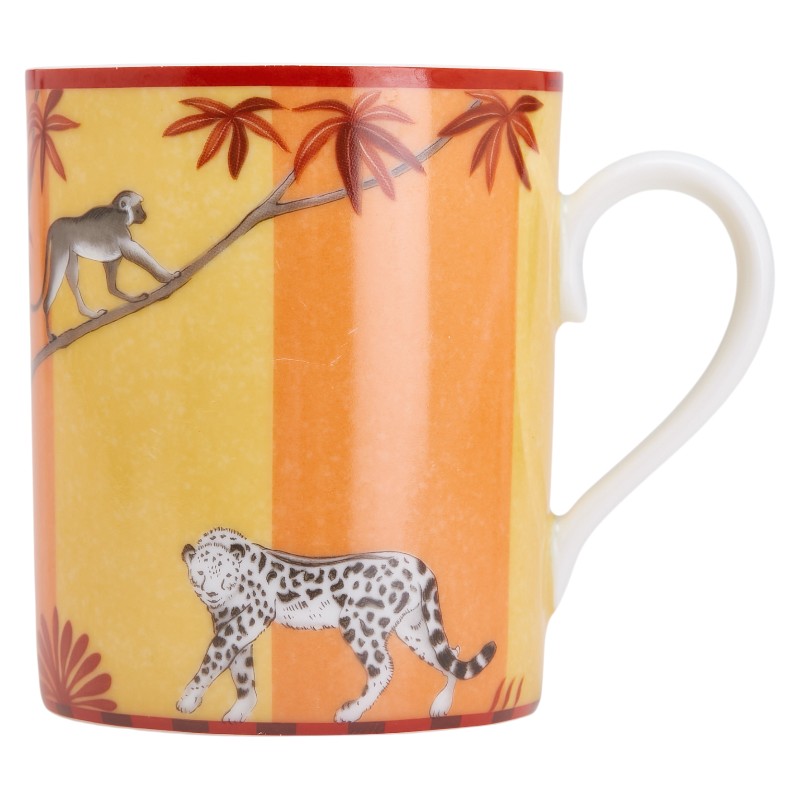 エルメス アフリカ マグカップ オレンジ イエロー ホワイト 陶器 レディース HERMES 【中古】